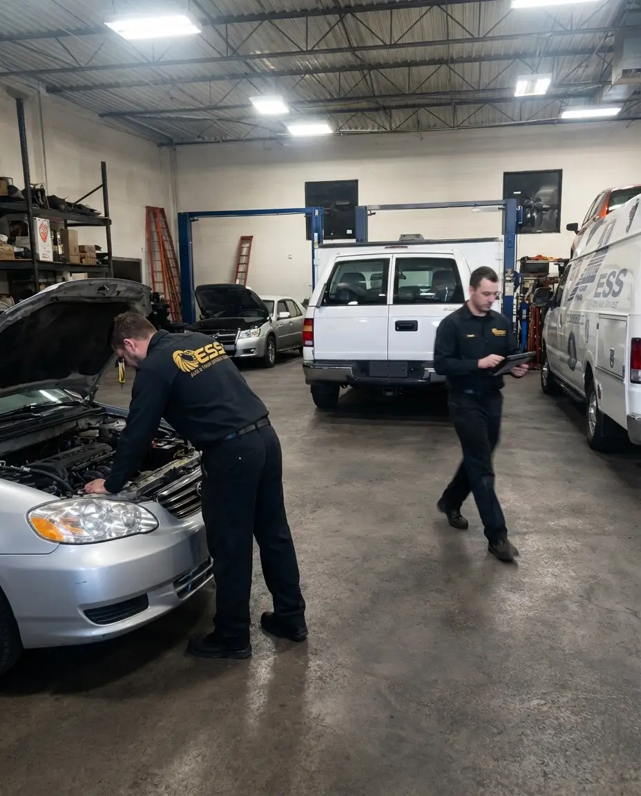 ESS Fleet Service technicians working in the shop